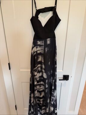 bcbg black and white long dress Vintage BCBG Paris Women's Black Cream Goddess Gown Maxi Gown Dress 2 Wedding